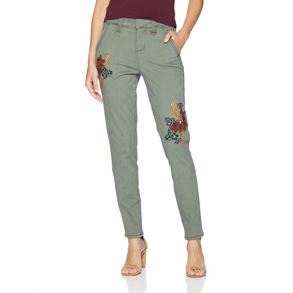 Jag Jeans Women's Dana Chino Pant with Embroidery 14 Jungle Palm